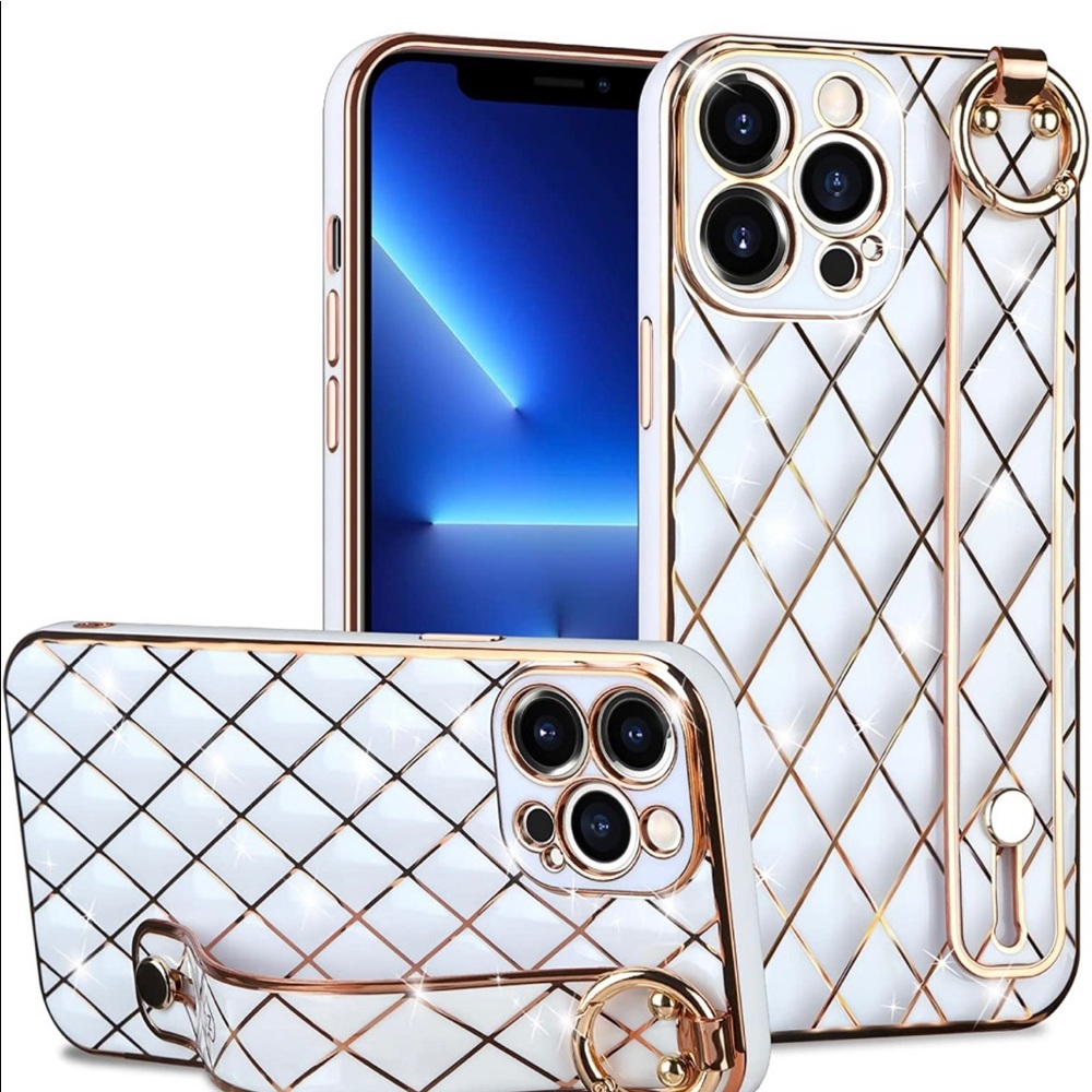 Iphone 13 Pro Case Full-Body Stylish Protective Cover Soft Case Wristband Holder